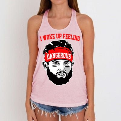 I Woke Up Feeling Dangerous Funny Football Women's Knotted Racerback Tank