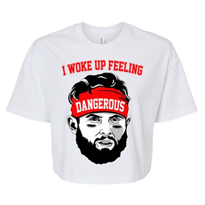 I Woke Up Feeling Dangerous Funny Football Bella+Canvas Jersey Crop Tee