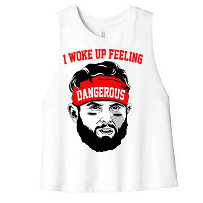 I Woke Up Feeling Dangerous Funny Football Women's Racerback Cropped Tank