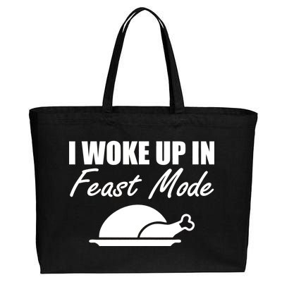 I Woke Up In Feast Mode Thanksgiving Turkey Cotton Canvas Jumbo Tote