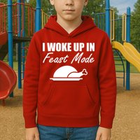 I Woke Up In Feast Mode Thanksgiving Turkey Kids Hoodie