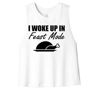 I Woke Up In Feast Mode Thanksgiving Turkey Women's Racerback Cropped Tank