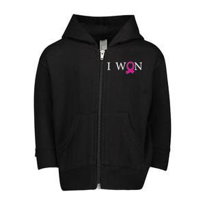 I Won Defeat Breast Cancer Survivor Toddler Zip Fleece Hoodie