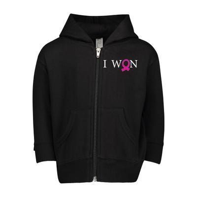 I Won Defeat Breast Cancer Survivor Toddler Zip Fleece Hoodie