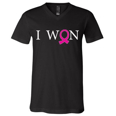 I Won Defeat Breast Cancer Survivor V-Neck T-Shirt