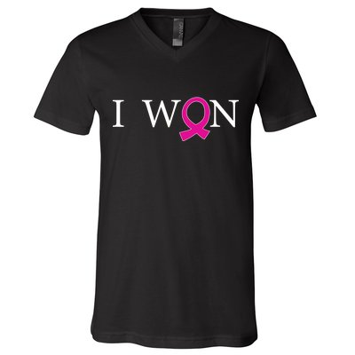 I Won Defeat Breast Cancer Survivor V-Neck T-Shirt