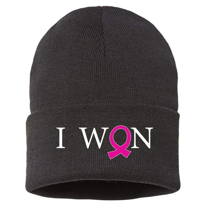 I Won Defeat Breast Cancer Survivor Sustainable Knit Beanie