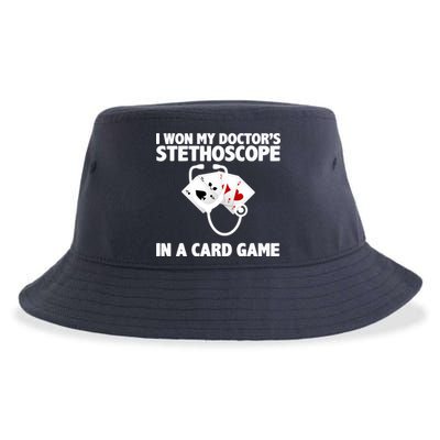 I Won My Doctor's Stethoscope Card Game Sustainable Bucket Hat