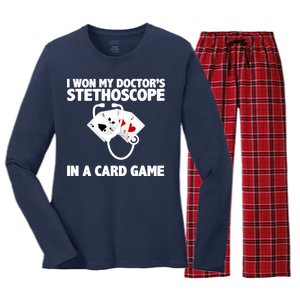 I Won My Doctor's Stethoscope Card Game Women's Long Sleeve Flannel Pajama Set 