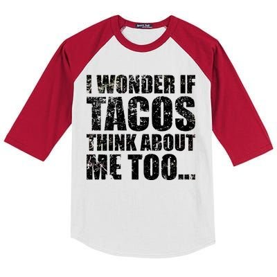 I Wonder if Tacos Think About Me Too Kids Colorblock Raglan Jersey