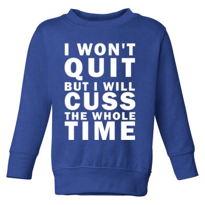 I Wont Quit But I Will Cuss The Whole Time Toddler Sweatshirt