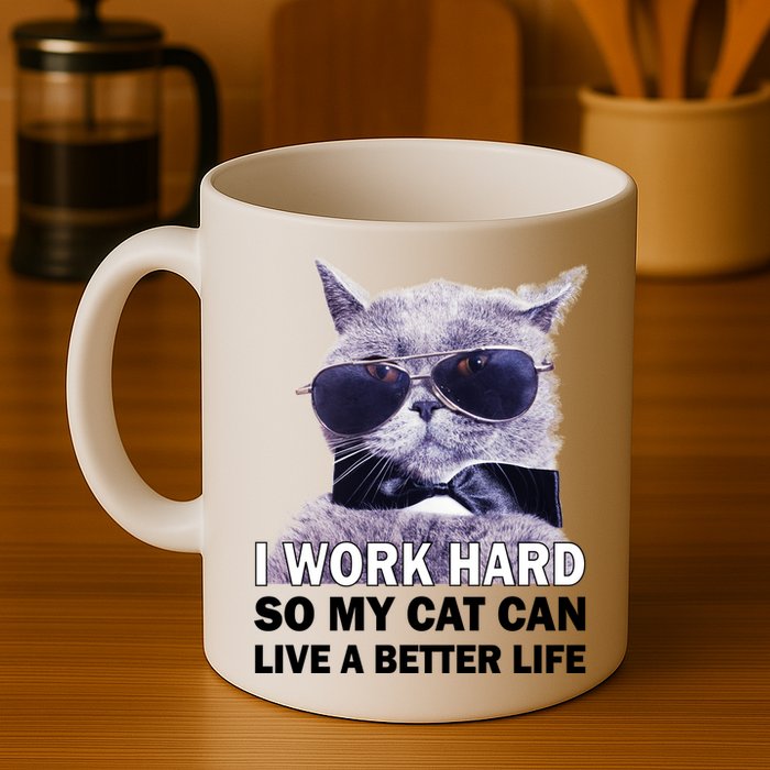 I Work Hard So My Cat Cat Live A Better Life Mug