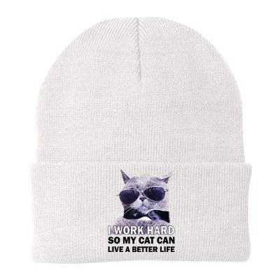 I Work Hard So My Cat Cat Live A Better Life Knit Cap Winter Beanie