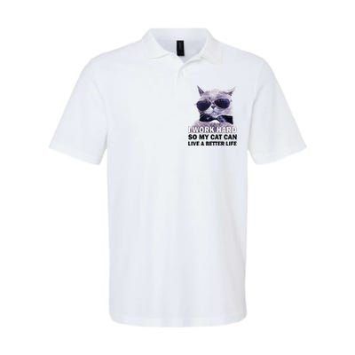 I Work Hard So My Cat Cat Live A Better Life Softstyle Adult Sport Polo