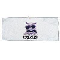 I Work Hard So My Cat Cat Live A Better Life Large Microfiber Waffle Golf Towel