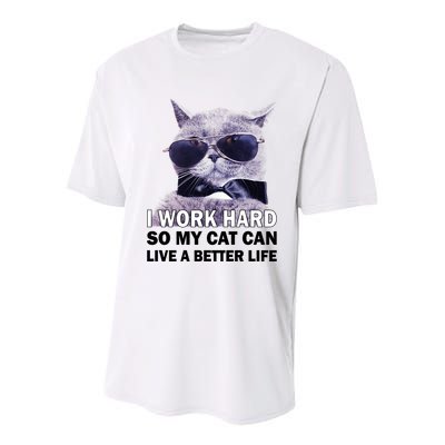 I Work Hard So My Cat Cat Live A Better Life Youth Performance Sprint T-Shirt