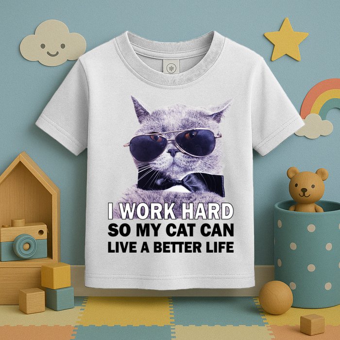 I Work Hard So My Cat Cat Live A Better Life Toddler T-Shirt