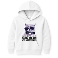 I Work Hard So My Cat Cat Live A Better Life Kids Hoodie