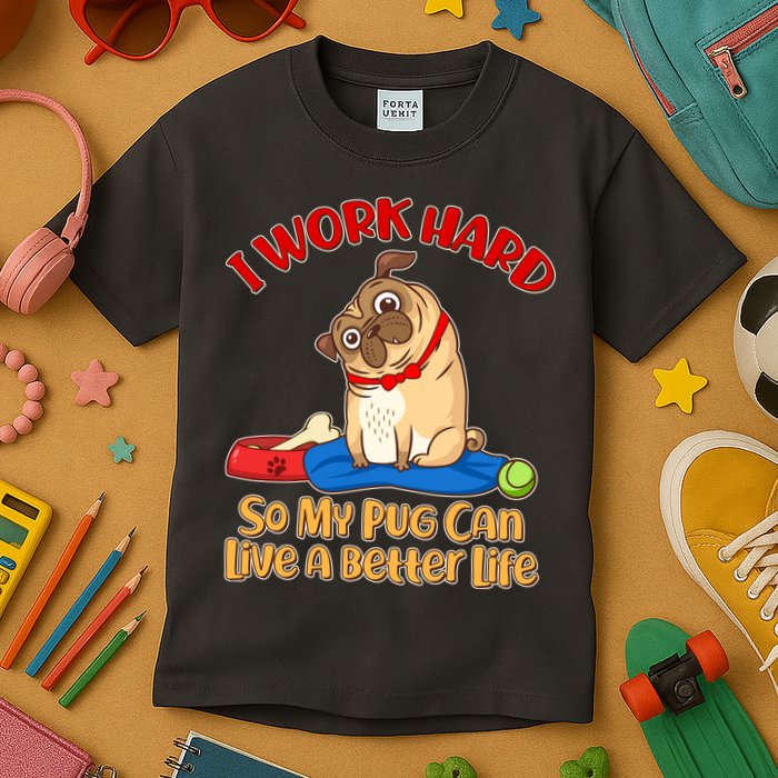 I Work Hard So My Pug Can Live a Better Life Kids T-Shirt