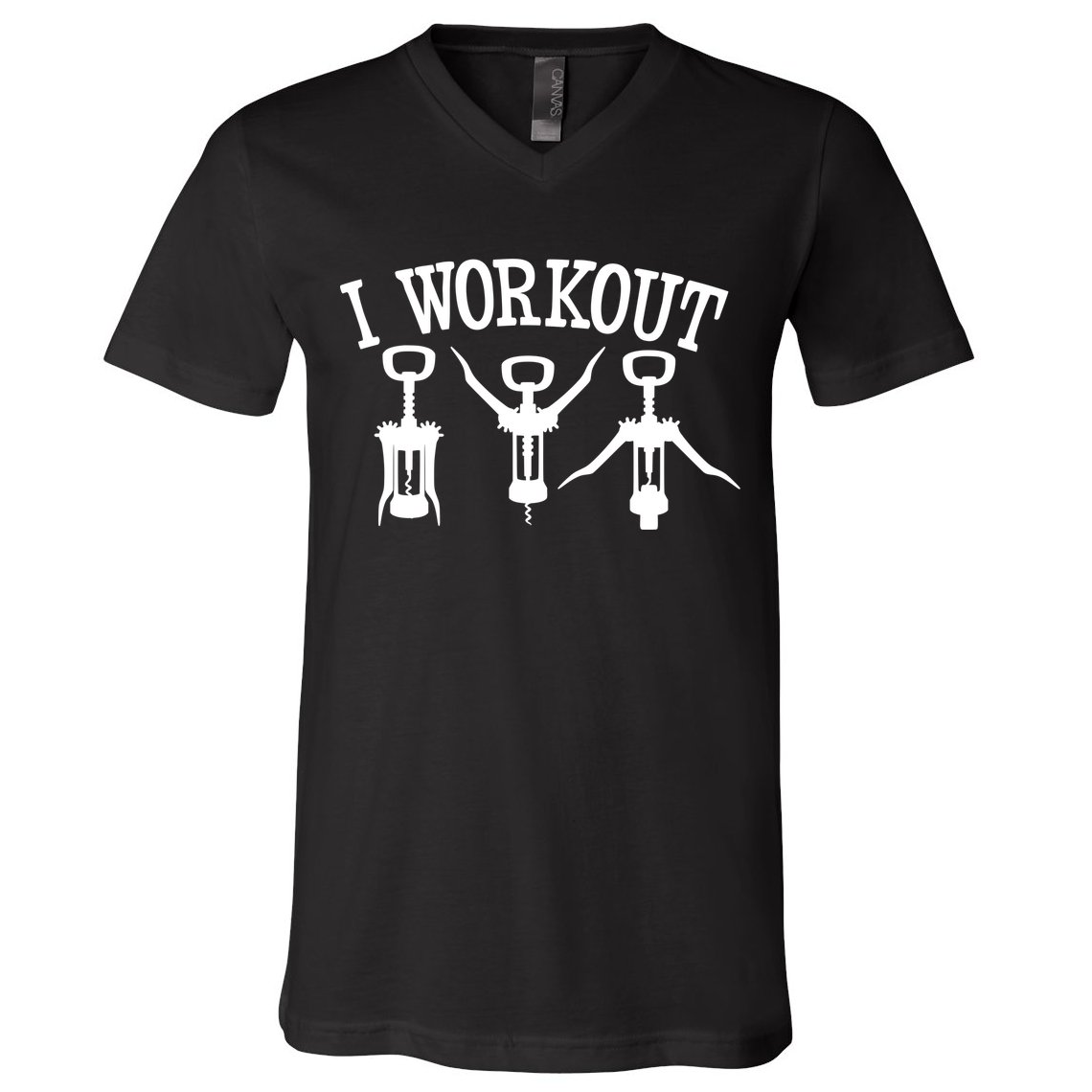 I Work Out Funny Bottle Opener V-Neck T-Shirt