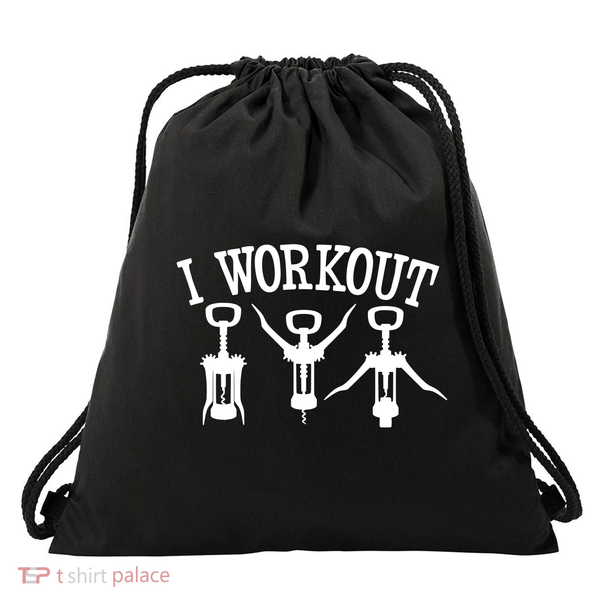 I Work Out Funny Bottle Opener Drawstring Bag