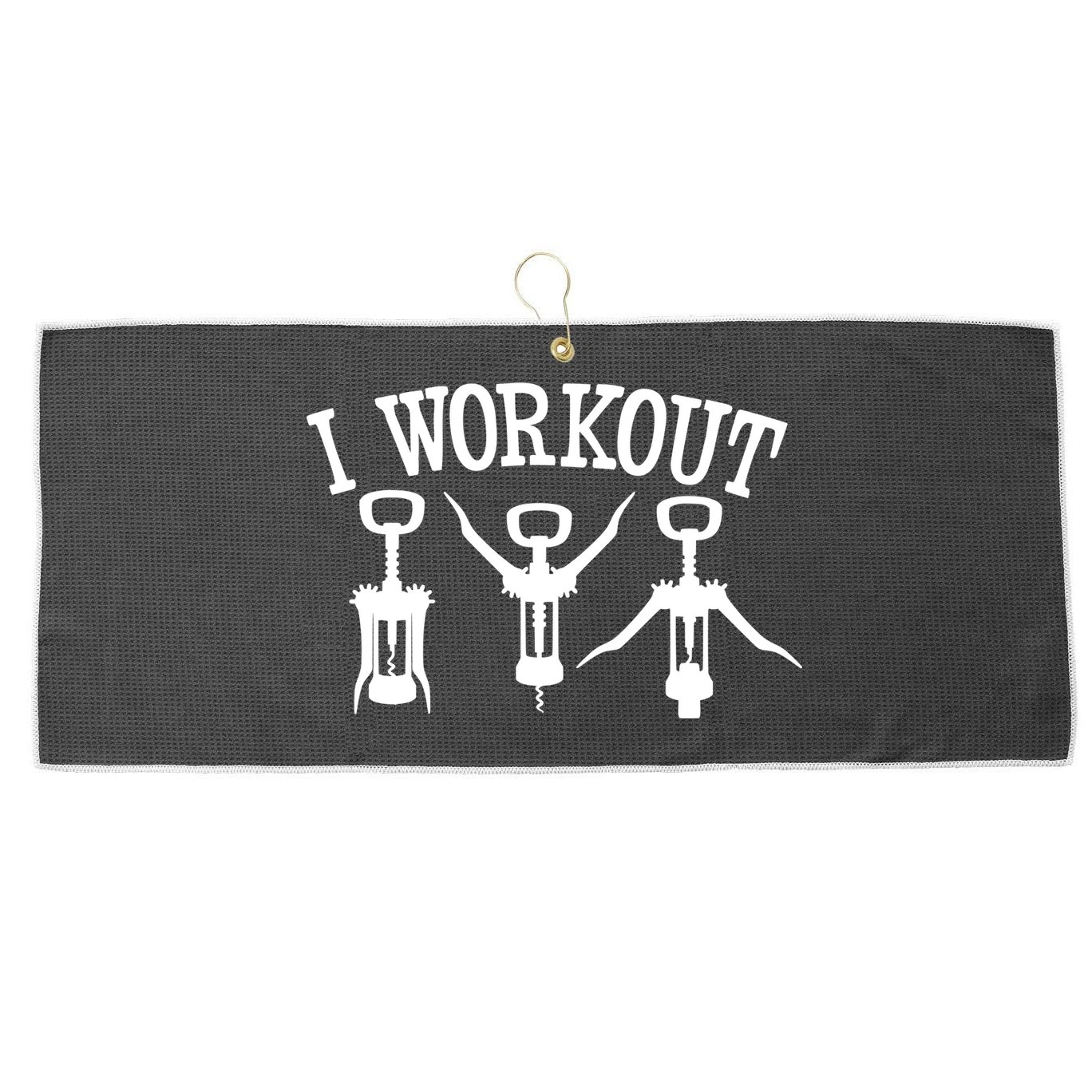 I Work Out Funny Bottle Opener Large Microfiber Waffle Golf Towel