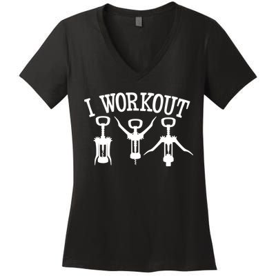 I Work Out Funny Bottle Opener Women's V-Neck T-Shirt