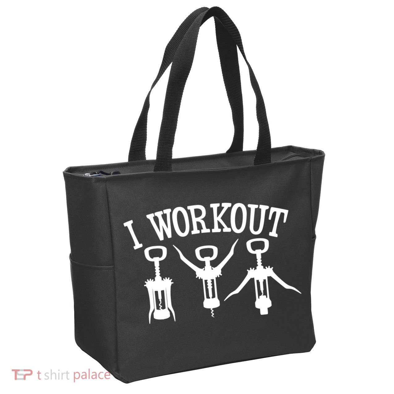 I Work Out Funny Bottle Opener Zip Tote Bag