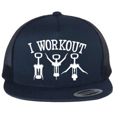 I Work Out Funny Bottle Opener Flat Bill Trucker Hat