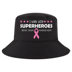 I Work With Superheroes Breast Cancer Awareness Month Cool Comfort Performance Bucket Hat