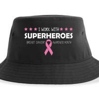 I Work With Superheroes Breast Cancer Awareness Month Sustainable Bucket Hat