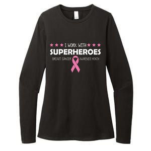 I Work With Superheroes Breast Cancer Awareness Month Womens CVC Long Sleeve Shirt