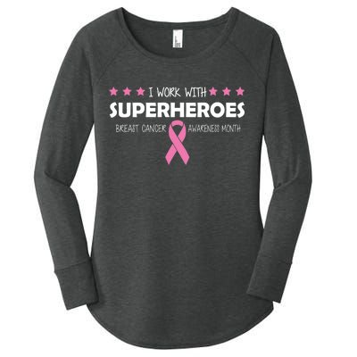 I Work With Superheroes Breast Cancer Awareness Month Women's Perfect Tri Tunic Long Sleeve Shirt