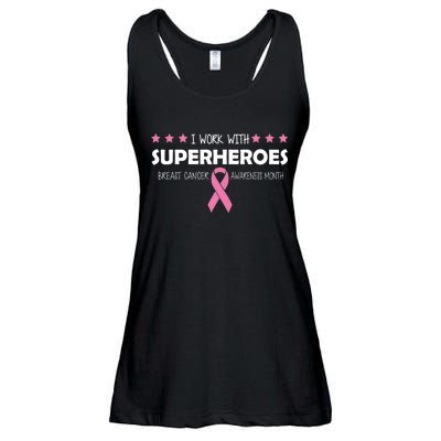 I Work With Superheroes Breast Cancer Awareness Month Ladies Essential Flowy Tank