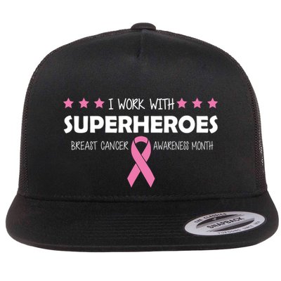 I Work With Superheroes Breast Cancer Awareness Month Flatbill Hat