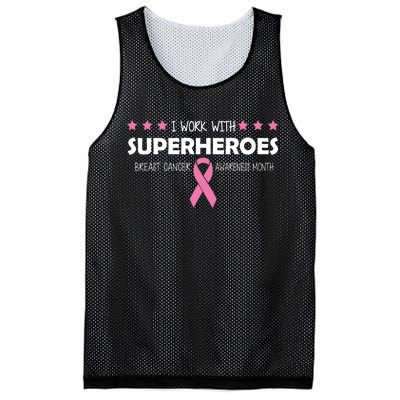 I Work With Superheroes Breast Cancer Awareness Month Mesh Reversible Basketball Jersey Tank