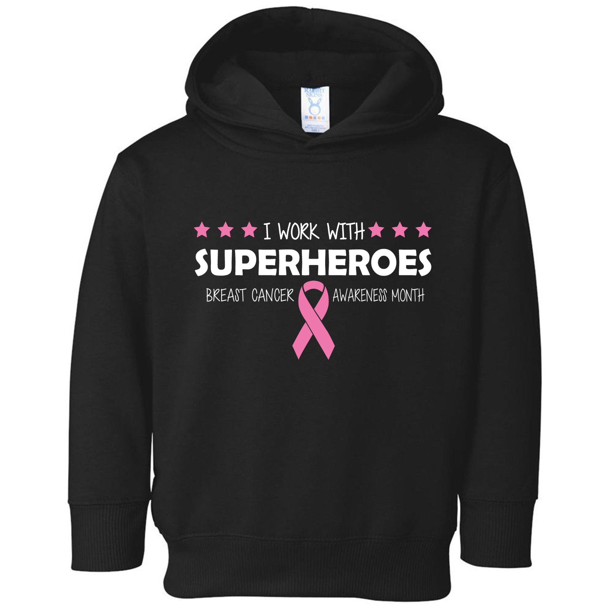 I Work With Superheroes Breast Cancer Awareness Month Toddler Hoodie