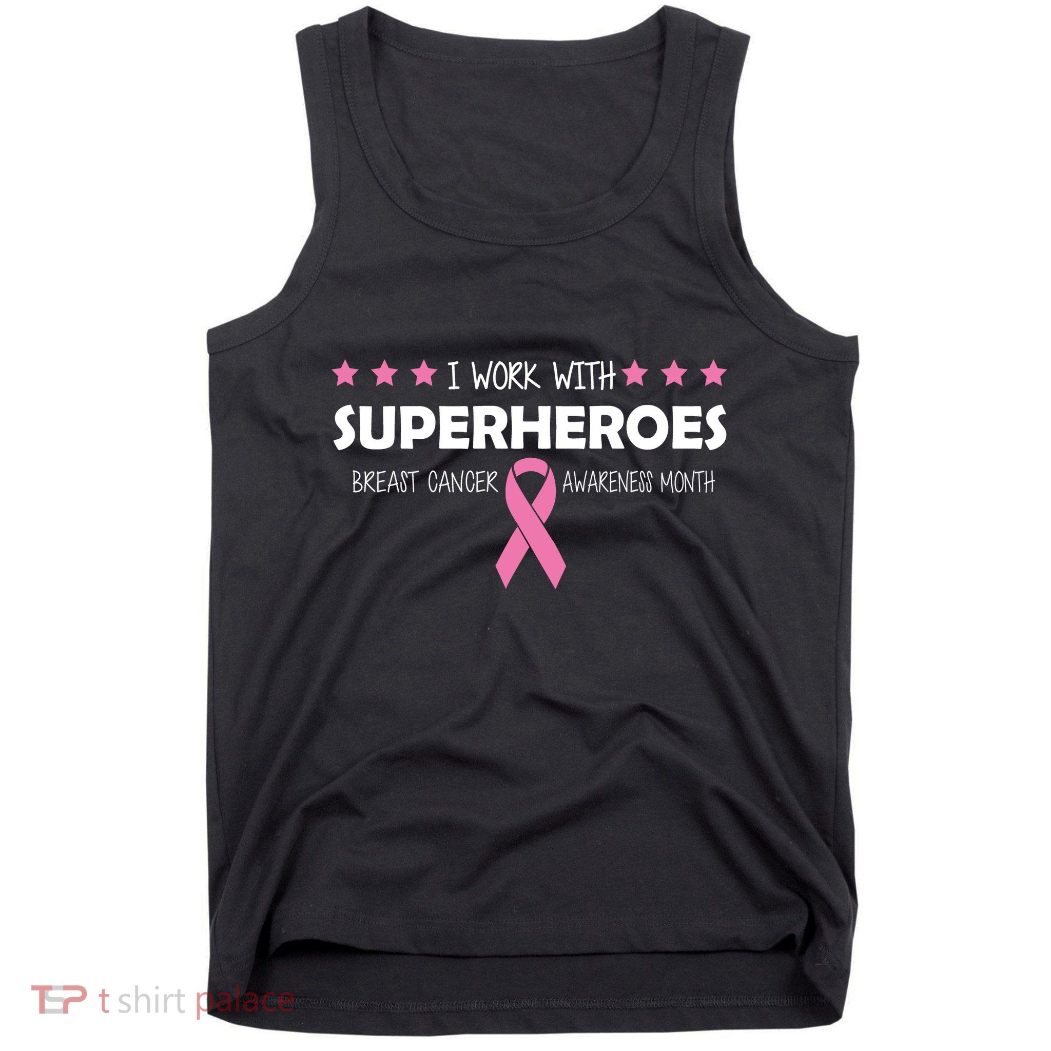 I Work With Superheroes Breast Cancer Awareness Month Tank Top