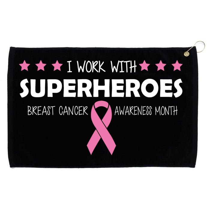 I Work With Superheroes Breast Cancer Awareness Month Grommeted Golf Towel