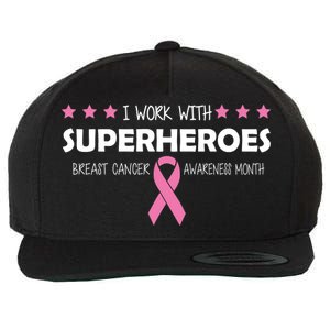 I Work With Superheroes Breast Cancer Awareness Month Wool Snapback Cap