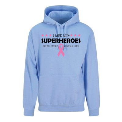 I Work With Superheroes Breast Cancer Awareness Month Unisex Surf Hoodie