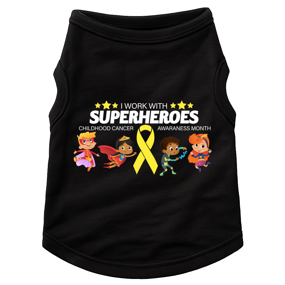 I Work With Superheroes Childhood Cancer Awareness Doggie Tank