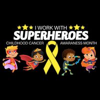 I Work With Superheroes Childhood Cancer Awareness Impact Tech Backpack