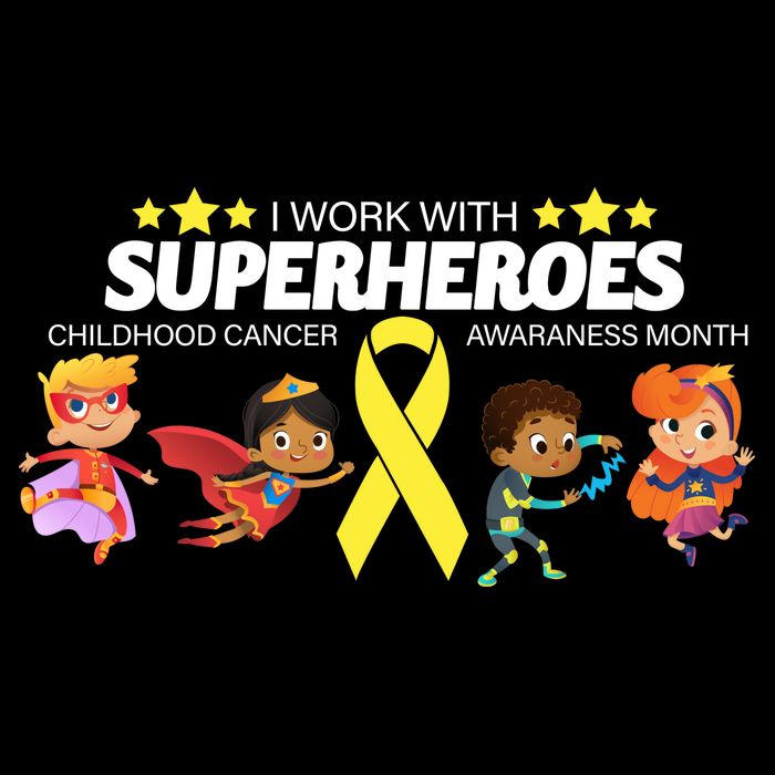 I Work With Superheroes Childhood Cancer Awareness Impact Tech Backpack