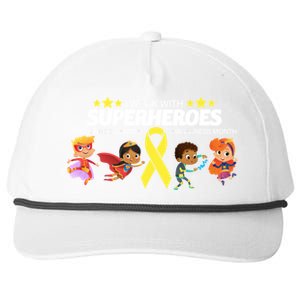 I Work With Superheroes Childhood Cancer Awareness Snapback Five-Panel Rope Hat