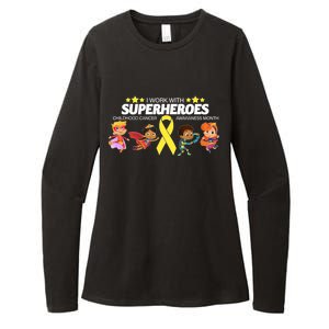 I Work With Superheroes Childhood Cancer Awareness Womens CVC Long Sleeve Shirt