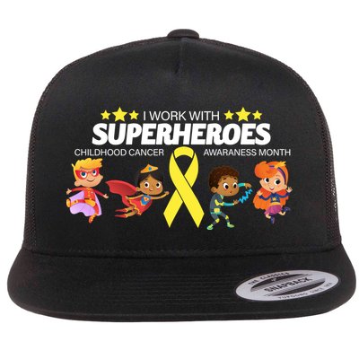 I Work With Superheroes Childhood Cancer Awareness Flatbill Hat