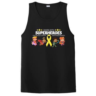 I Work With Superheroes Childhood Cancer Awareness PosiCharge Competitor Tank