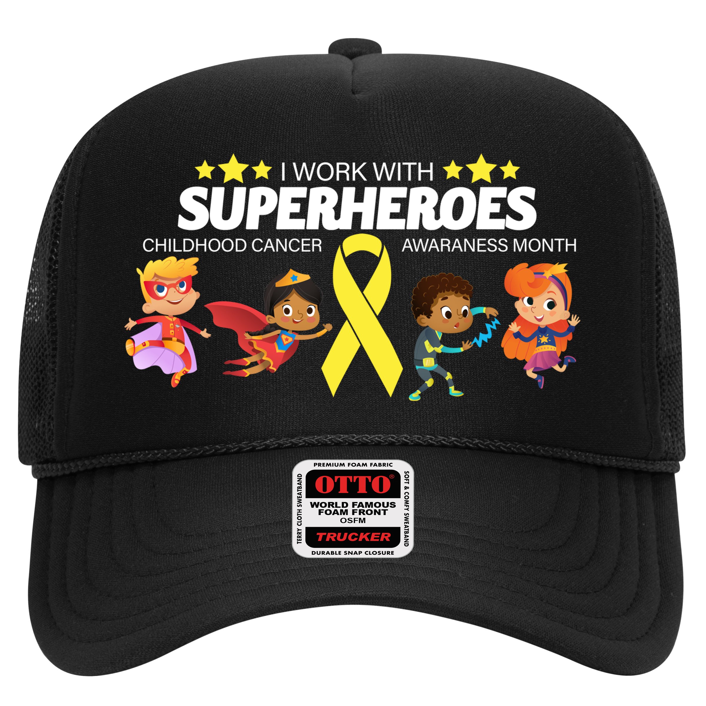 I Work With Superheroes Childhood Cancer Awareness Hat