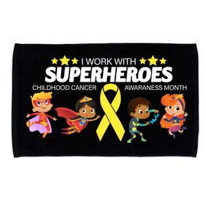 I Work With Superheroes Childhood Cancer Awareness Microfiber Hand Towel